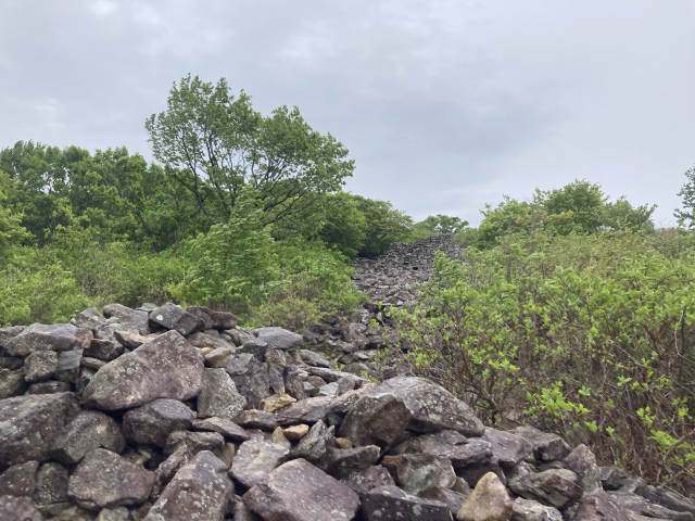 아직 흔적이 남아있는 성벽.