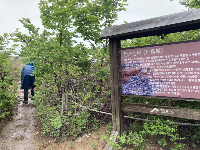 단조성터 안내문을 지난다.