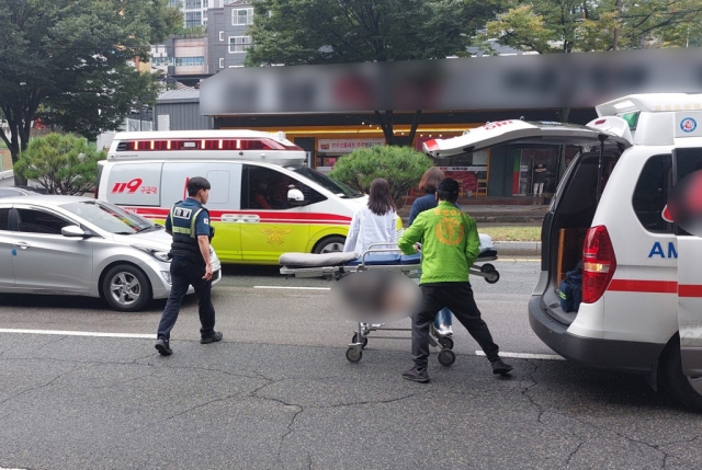 전국체전 하프마라톤 경기 도중 선수가 차량에 치이는 사고가 발생했다. 독자 제공