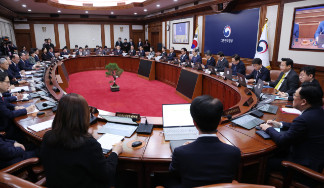 한덕수 대통령 권한대행이 지난 17일 서울 종로구 정부서울청사에서 열린 국무회의를 주재하고 있다. 연합뉴스