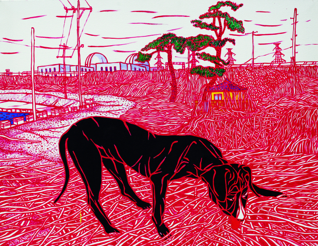 정철교의 '골매마을 들개'(2014). 아리안 갤러리 제공