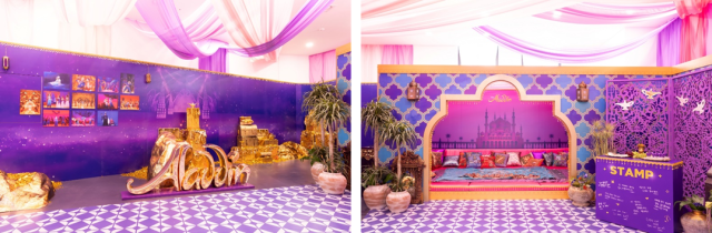 '알라딘' 장면 중 하나인 ‘매직 램프 동굴 존’(왼쪽)과 ‘자스민 룸’. 드림씨어터 제공