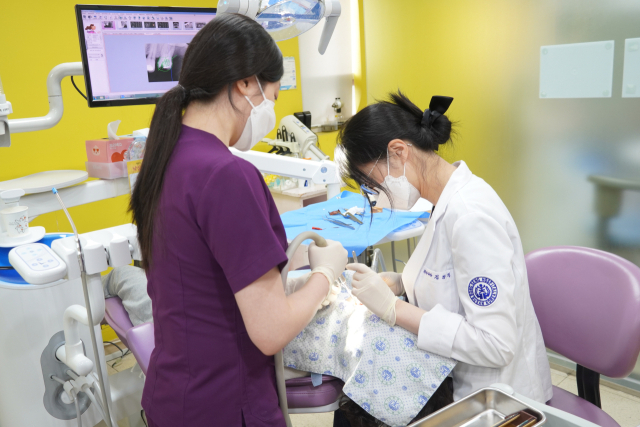 면역력이 떨어지는 봄철에는 구강관리에 더욱 신경을 써야 한다. 부산 봉생기념병원 치과 김경진 과장이 진료 중이다. 봉생기념병원 제공
