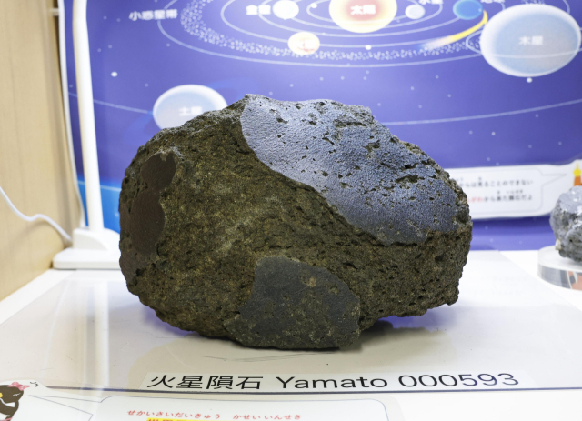 일본은 이번 오사카엑스포에 세계에서 두 번째로 큰 ‘화성의 돌’을 처음으로 공개했다. 길이 29cm, 높이 17.5cm에 무게 23.7kg인 이 화성 운석은 5만 년 전에 지구에 떨어진 것으로 추정됐다.