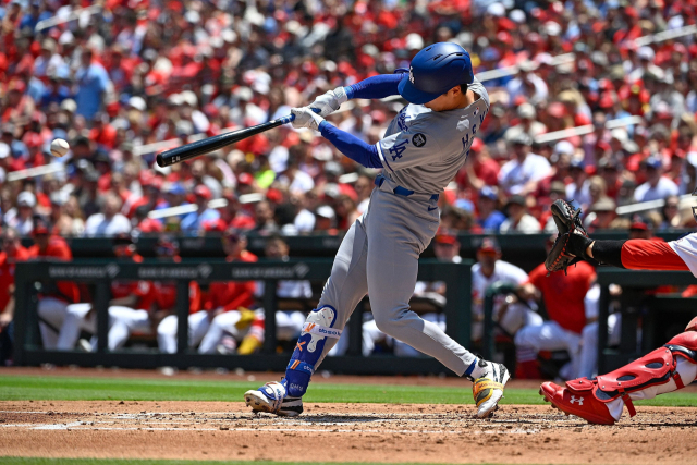 김혜성이 9일 세인트루이스 카디널스전에서 빅리그 첫 3루타를 기록하고 있다. AFP연합뉴스