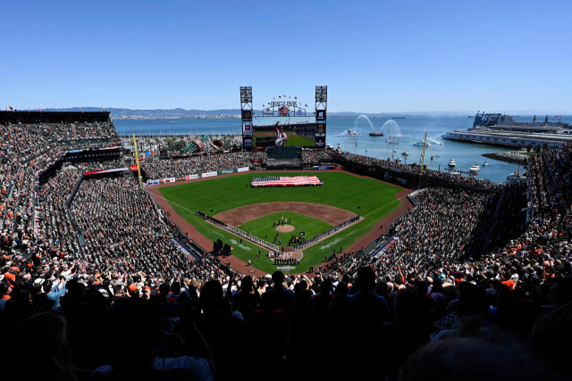 부산의 ‘바다야구장’ 모델로 거론되고 있는 미국 샌프란시스코 야구장 오라클 파크 전경. AFP연합뉴스