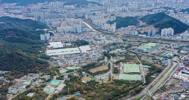 부산 해운대구 센텀2지구와 반여동 재송동 일대 모습. 김종진 기자 kjj1761@