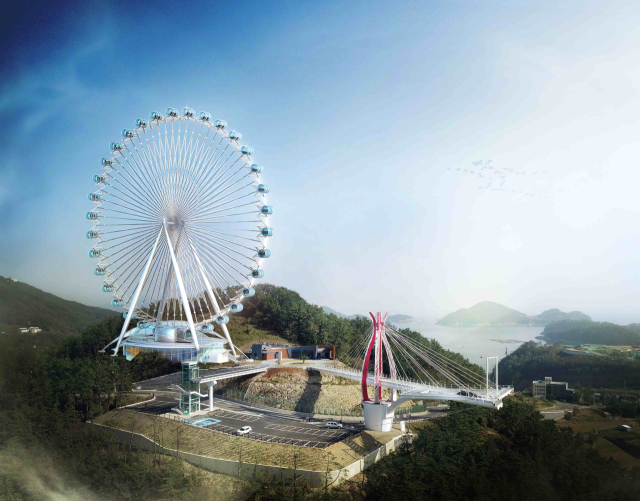 국내 최대 규모의 대관람차로 기대를 모으는 가칭 ‘남해 낭만 아이’ 조감도. 남해군 제공