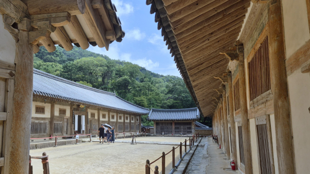 외국인 사위를 포함한 한 가족이 경남 합천군 해인사 장경판전 이곳저곳을 둘러보고 있다. 남태우 기자