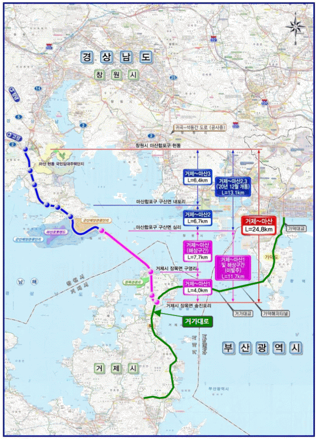 거제~마산 국도5호선 건설사업 위치도. 경남도 제공