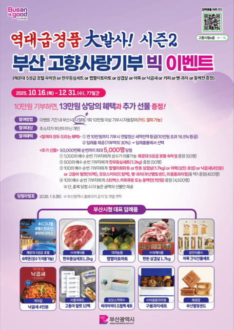 부산시, 연말 맞아 중앙부처·유관기관 대상 '고향사랑기부제' 홍보