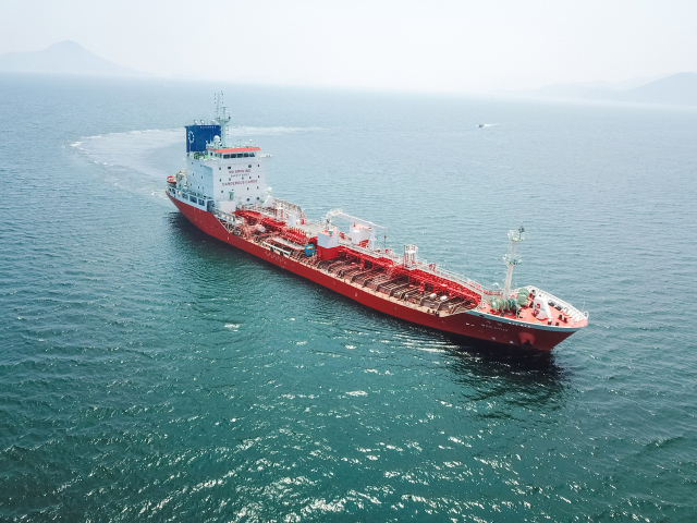 SK오션플랜트가 2018년 고객사에 인도한 6.6k Cemical tanker선. SK오션플랜트 제공