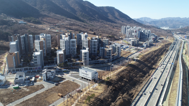 전체 사업 준공 시점이 2029년 9월로 확정된 양산 사송신도시 전경, 양산시 제공