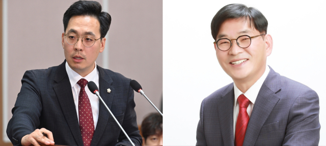 6.3 거제시장 선거 국민의힘 후보로 출사표를 던진 김선민 거제시의원(왼쪽)과 정수만 경남도의원. 본인 제공