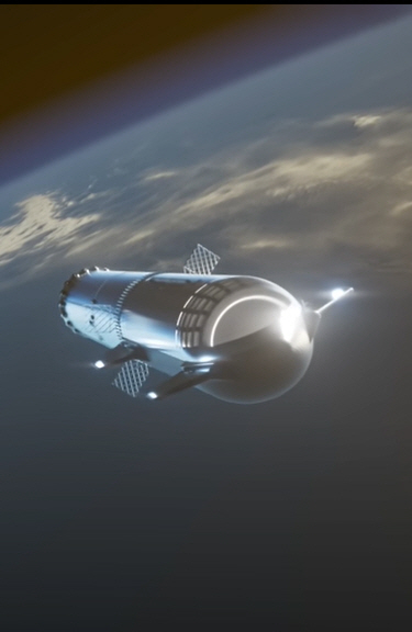 스페이스X의 홍보 동영상에 등장한 대형 우주선 '스타십'. 스페이스X 홈페이지 캡처. 부산일보DB