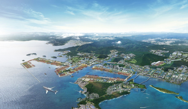 정부가 경남 창원시 진해구 연도 서측에 개발 추진 중인 부산항 진해신항 조감도. 창원시 제공