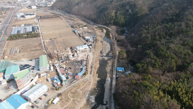 주진 불꽃 공원이 들어서는 주진동 예정지 전경. 양산시 제공