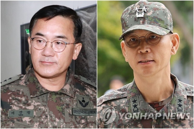 여인형 전 국군방첩사령관(왼쪽)과 김용대 전 드론작전사령관. 연합뉴스