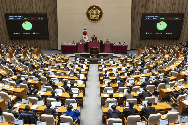 10일 국회에서 열린 본회의에서 정부가 제출한 '26.2조' 규모의 추가경정예산이 통과되고 있다. 연합뉴스