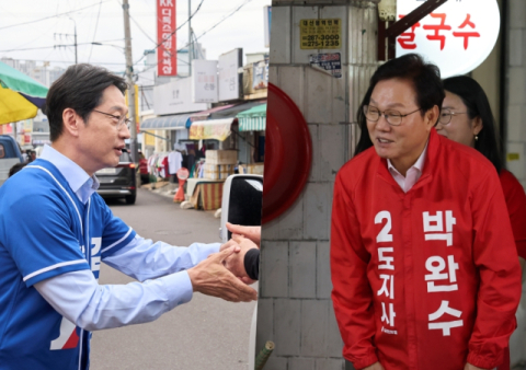 6·3 지선 D-12 경남지사 여야 후보, 전통시장서 민생 행보