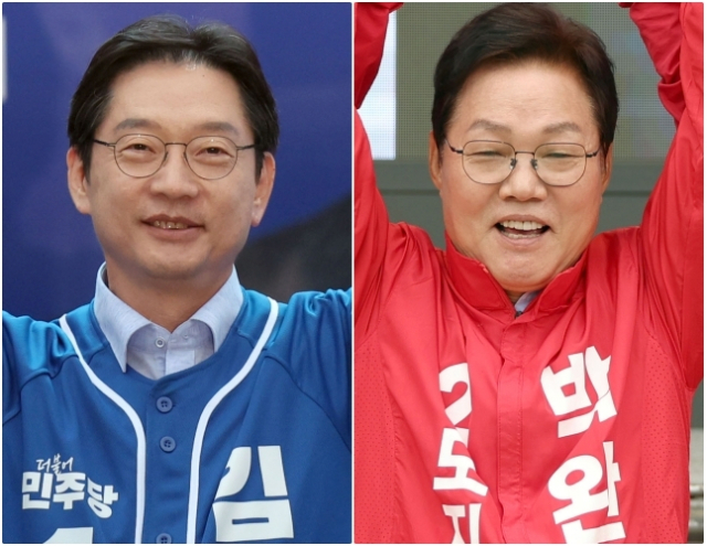 더불어민주당 김경수 경남지사 후보와 국민의힘 박완수 후보. 연합뉴스