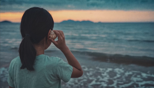 올해 부산평화영화제 트레일러의 한 장면. 한 아이가 부산 바다 너머를 바라보는 모습을 통해, 멀리 있는 분쟁과 재난 역시 우리와 무관하지 않다는 메시지를 전한다. 부산평화영화제 사무국 제공